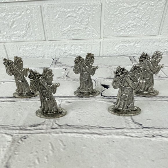 Vintage 1993 Metzke Pewter Old World Santa and Christmas Tree Figurine Set of 8 - Picture 3 of 10